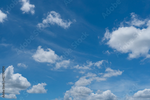 Fototapeta Naklejka Na Ścianę i Meble -  Copy space minimal concept of summer blue sky and white cloud abstract background.