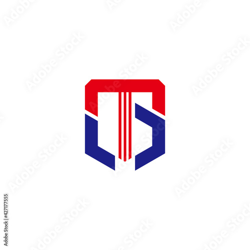 letter tg simple movement geometric line logo vector