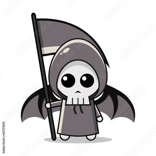Kawaii illustration grim reaper vector graphics