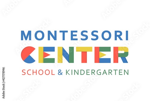 Montessori logotype. Public school and kindergarten logo