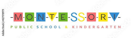 Montessori logotype. Public school and kindergarten logo.
