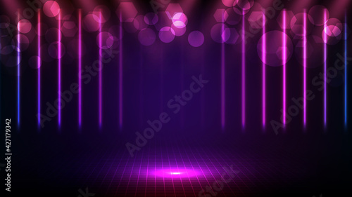 abstract futuristic background of empty stage arena stadium spotlgiht stage background