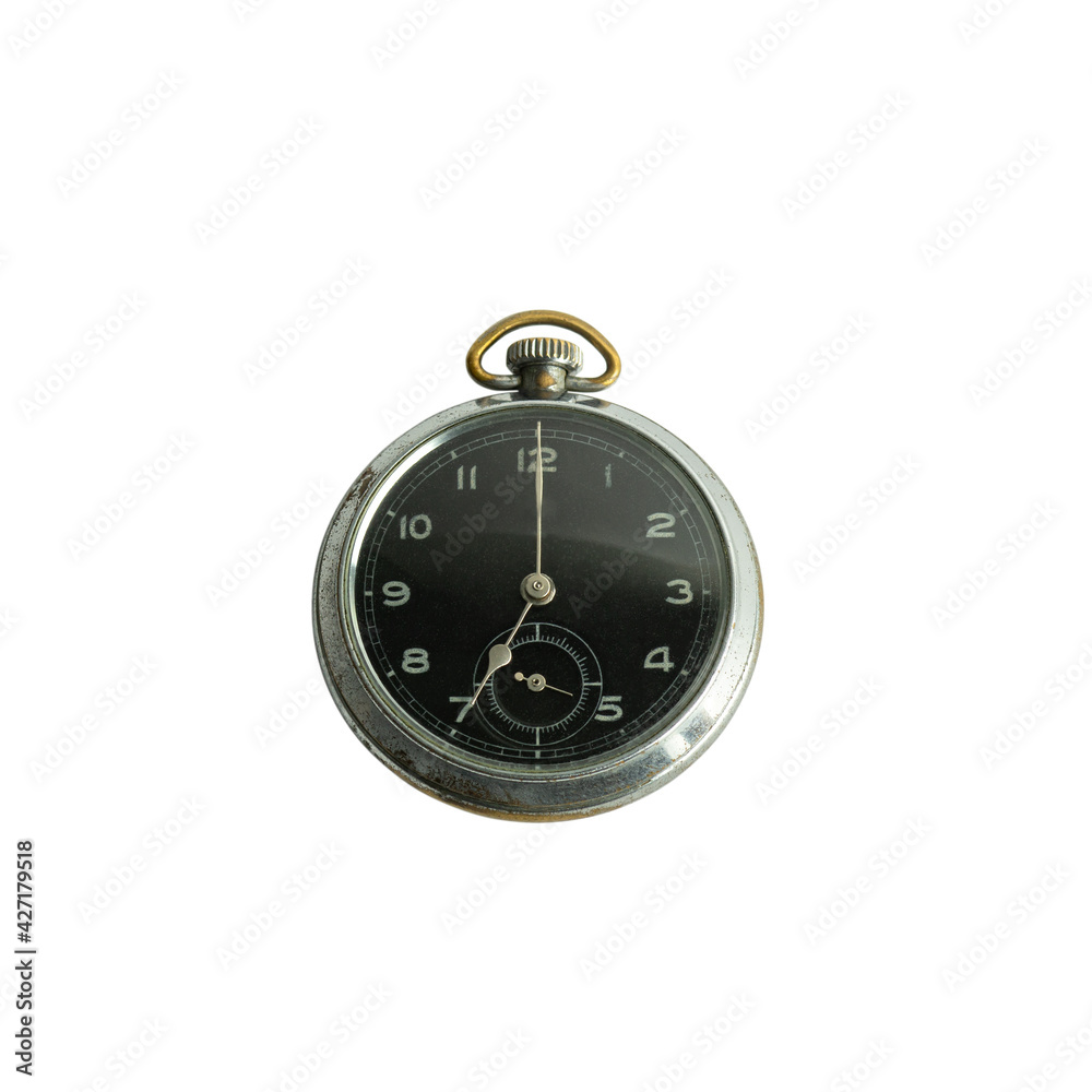Old pocket watch isolated on white background without shadow. Old pocket watch isolated on white background without shadow.