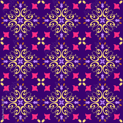 Seamless tiles background in portuguese style. Mosaic pattern for ceramic in dutch, portuguese, spanish, italian style.