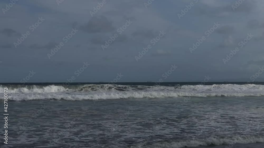Black sand volcano beach on the ocean sea coast. Black sand volcano beach on the ocean sea coast.