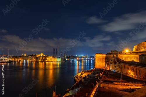 The Grand Harbour in Malta at Night
