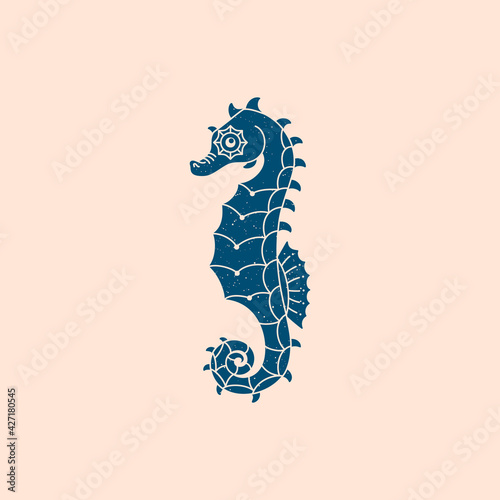 Seahorse Logo in a Trendy Minimal Linear Style. Sea Animal Icon for Website, T-Shirt Print, Tattoo, Social Media Post