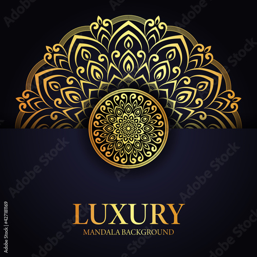 Gold Color Mandala Background Design Template