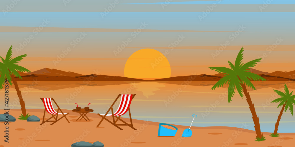 
Download this beach background with premium offer, flat landscape of a summer season 

