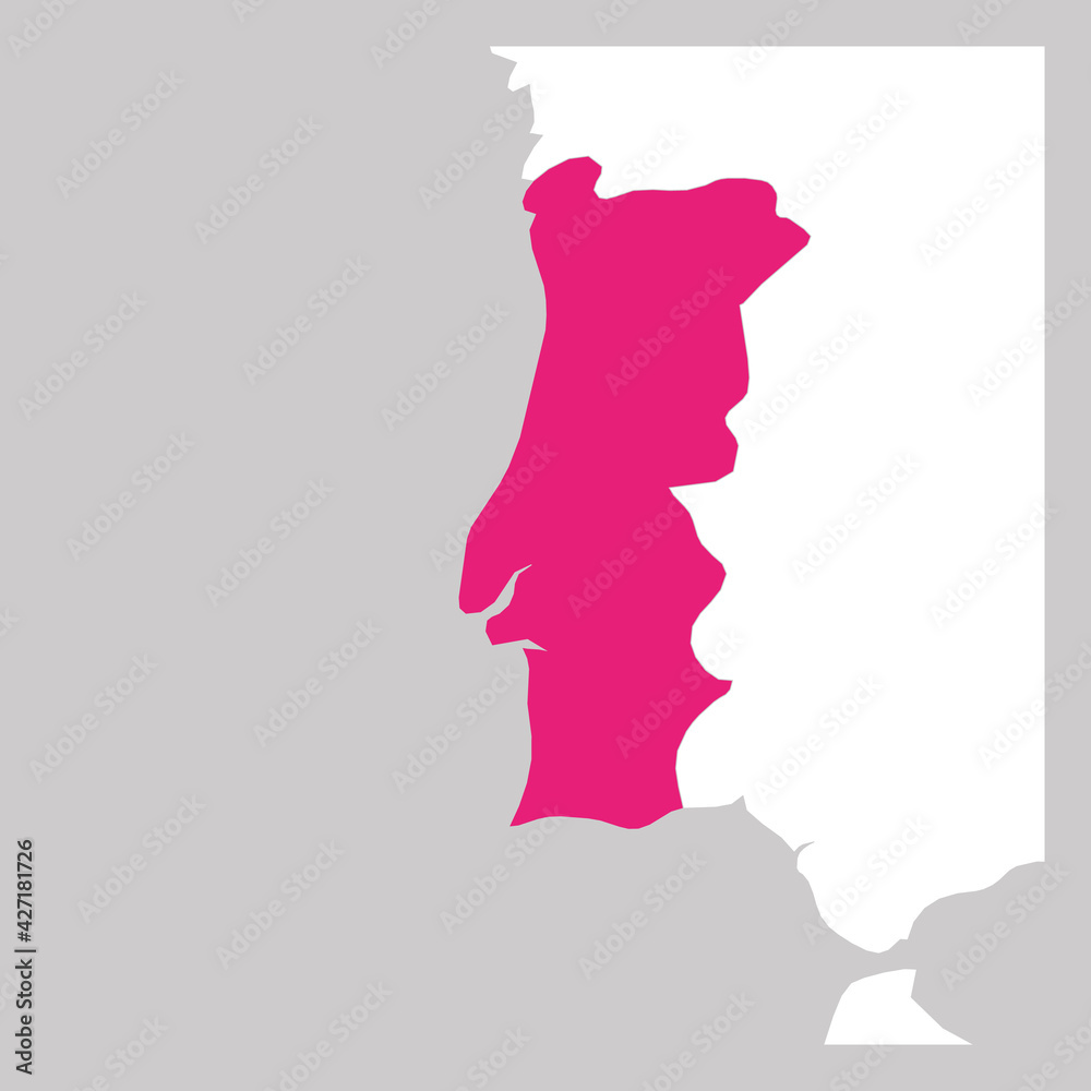 Map of Portugal pink highlighted with neighbor countries Map of Portugal pink highlighted with neighbor countries