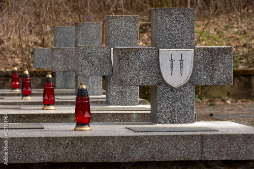 Memorial with tombs in a cemetery in Poland