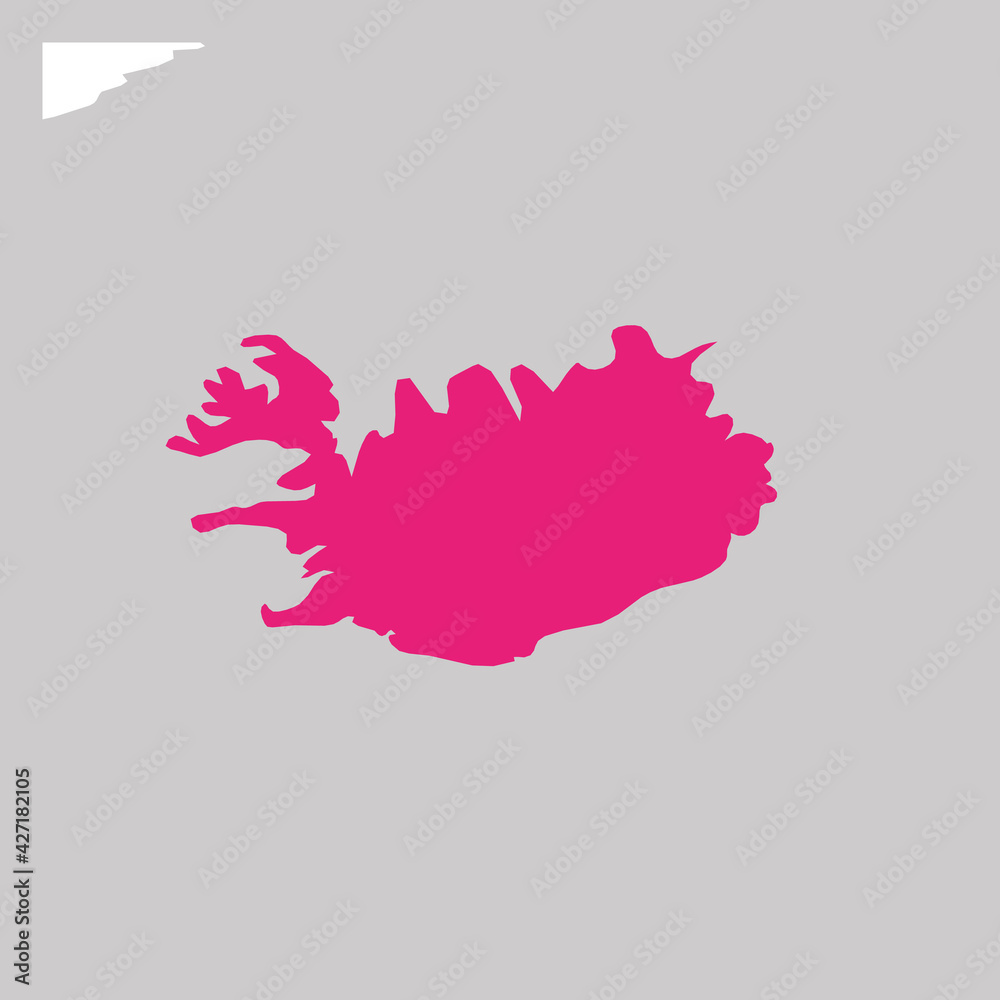 Map of Iceland pink highlighted with neighbor countries Map of Iceland pink highlighted with neighbor countries
