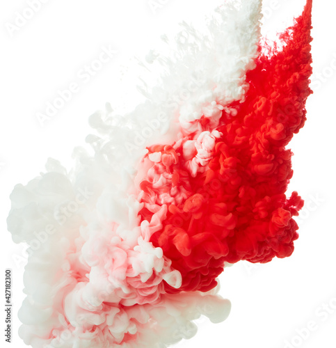 Abstract ink drop in water over white background