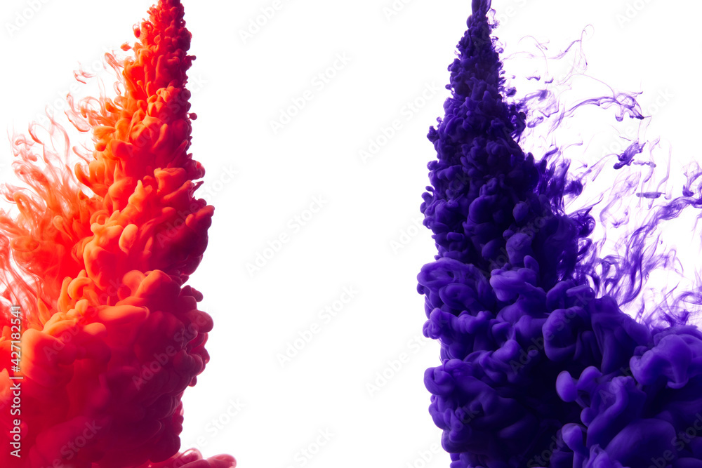 Red and purple ink drop in water over white background Stock Photo | Adobe  Stock