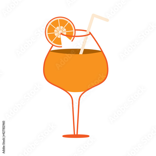 Tropical orange cocktail, juice, wine. Isolated glass with a drink.