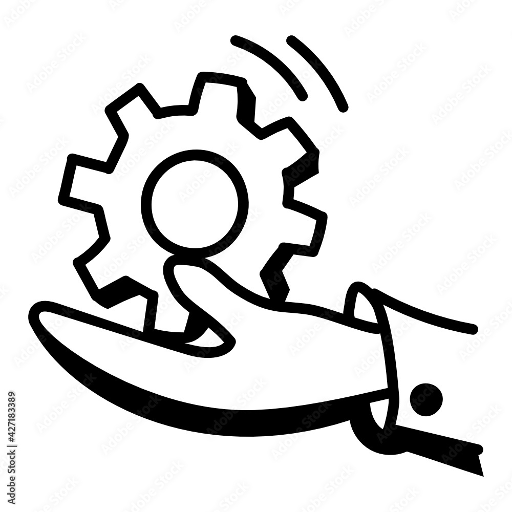 Hand with cogwheel denoting doodle style icon of technical support
Hand with cogwheel denoting doodle style icon of technical support