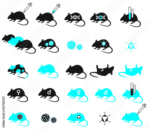 Icon set of transgenic laboratory mouse