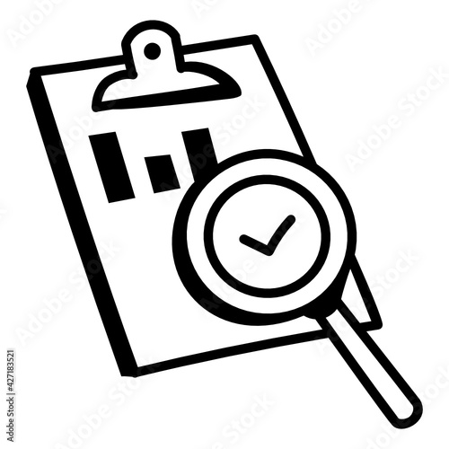 
Magnifier with chart paper denoting hand drawn icon of audit 

