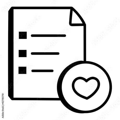 
Paper with heart denoting doodle icon of wishlist 


