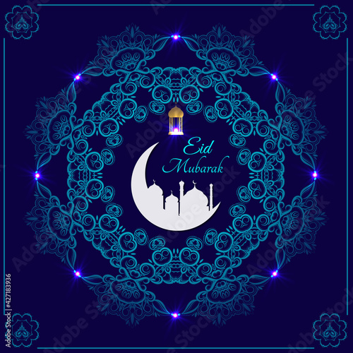 abstract holy elegant decorative background for eid mubarak vector