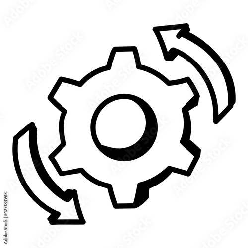 
Cogwheel with arrows denoting doodle icon of automation 

