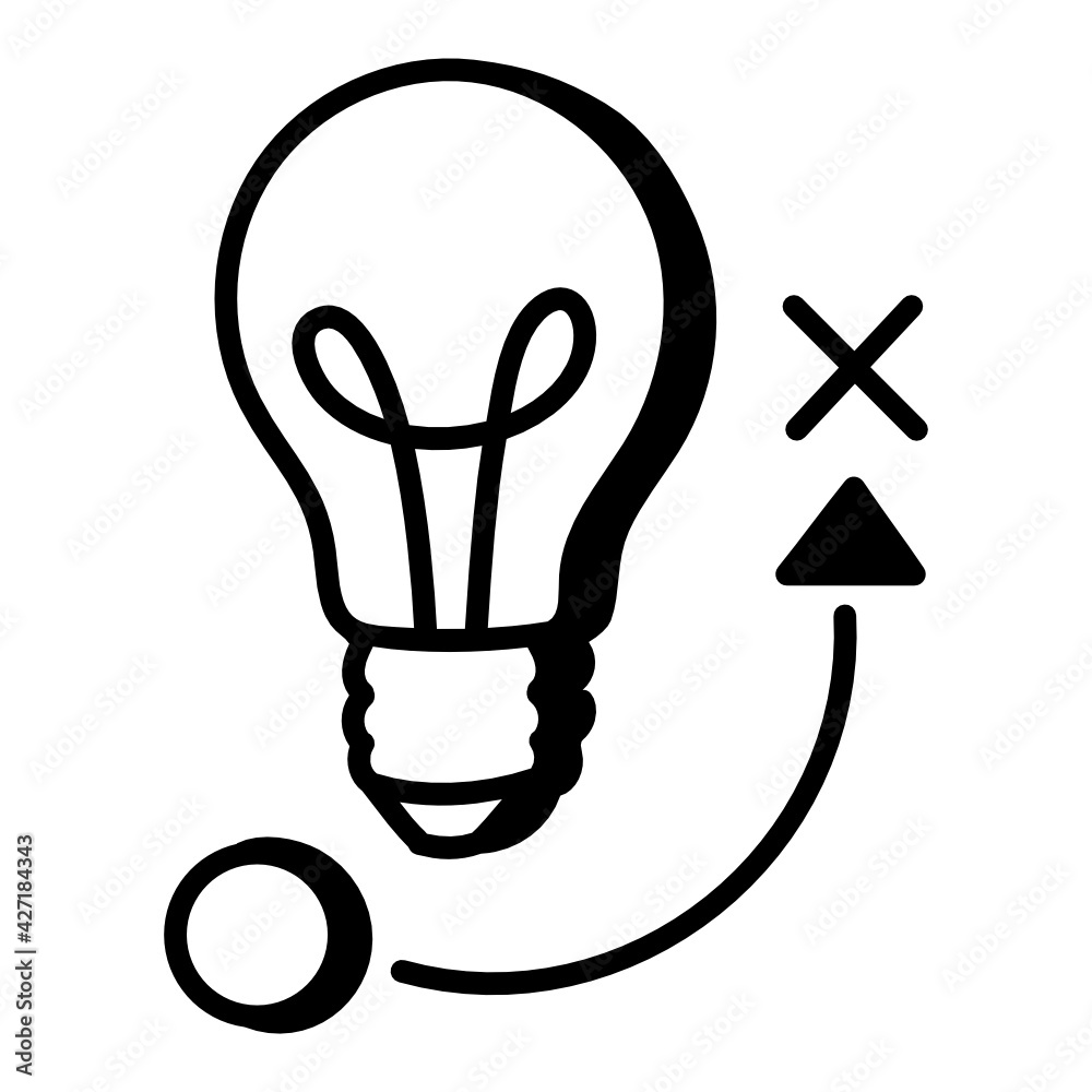 Light bulb with tactics denoting doodle icon of business strategy
Light bulb with tactics denoting doodle icon of business strategy