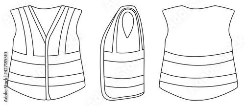 Safety vest vector illustration on white background . Jacket of worker vector outline set icon. Isolated outline set icon safety vest.