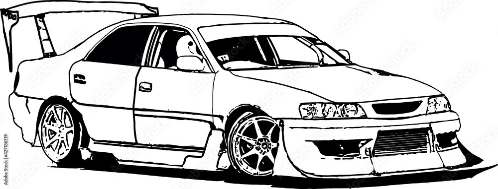 Vector image of tuned racing cars for street racing and drift