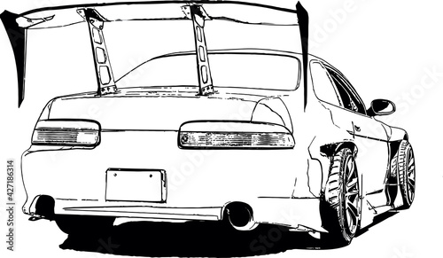 Vector image of tuned racing cars for street racing and drift