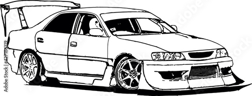 Vector image of tuned racing cars for street racing and drift