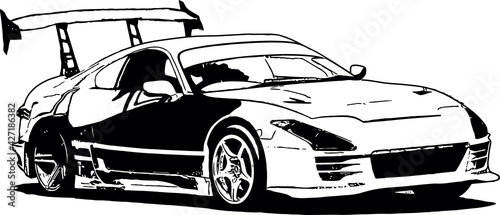 Photo Vector image of tuned racing cars for street racing and drift