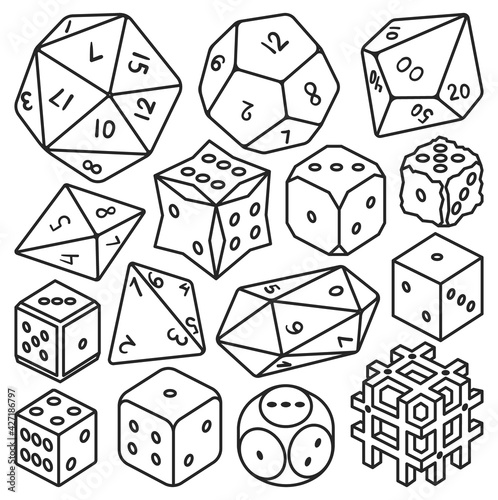 Game craps vector outline set icon. Vector illustration dice on white background. Isolated outline set icon game craps.