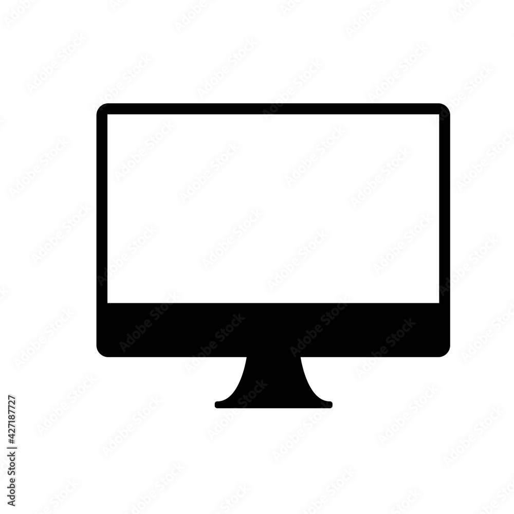 Desktop simple computer LED monitor line icon in solid black. Trendy flat style isolated minimal symbol, for: illustration, outline, logo, mobile, app, emblem, design, web, site, ui, ux. Vector EPS 10 Desktop simple computer LED monitor line icon in solid black. Trendy flat style isolated minimal symbol, for: illustration, outline, logo, mobile, app, emblem, design, web, site, ui, ux. Vector EPS 10