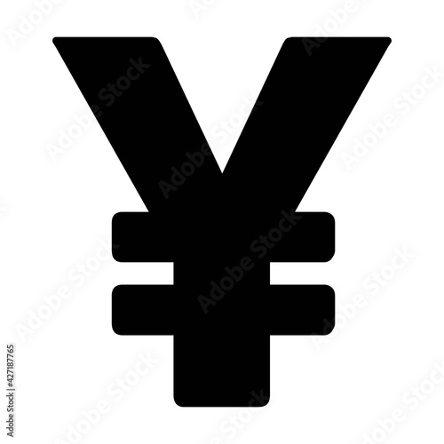 Digital Yen and Yuan icon vector currency symbol for digital transactions for asset and wallet in a flat color glyph pictogram illustration