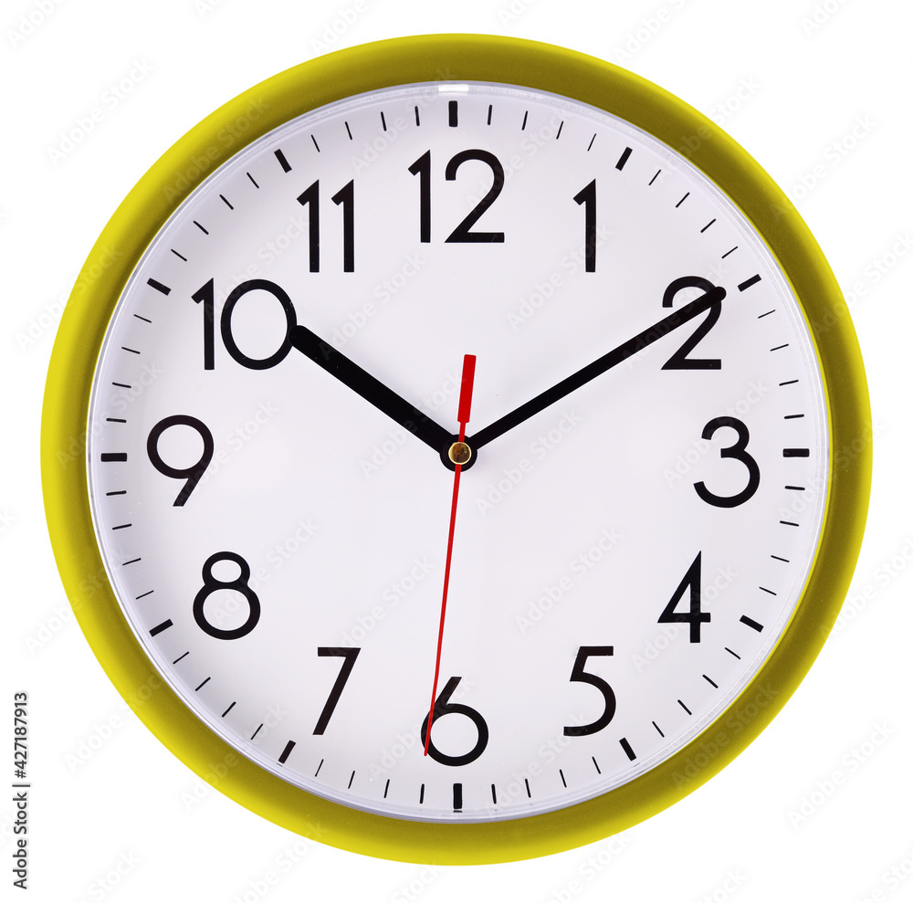 Wall clock isolated on white. Ten past ten. Wall clock isolated on white. Ten past ten.