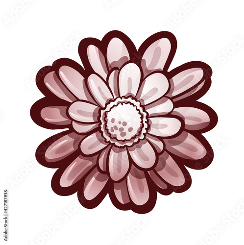 Marigold bud, top view. Monochrome vector icon