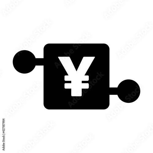 Digital Yen and Yuan coin icon vector currency symbol for digital transactions for asset and wallet in a flat color glyph pictogram illustration
