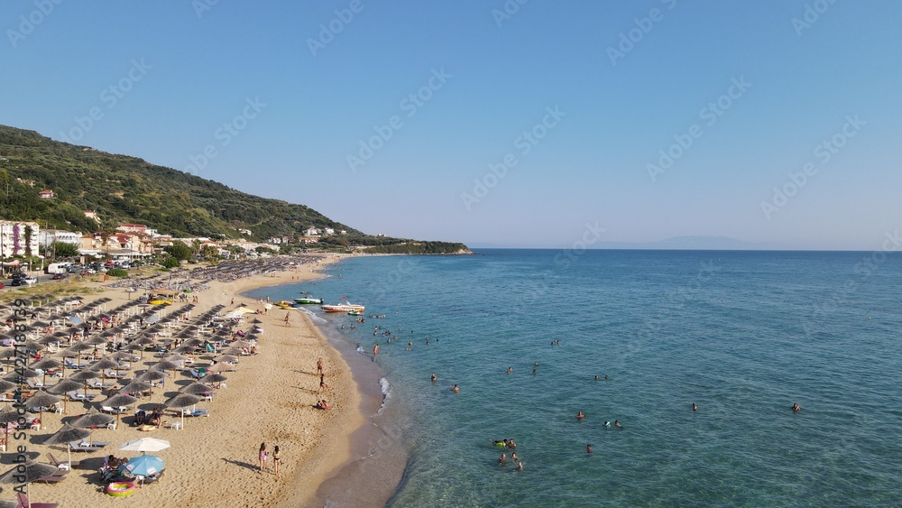 aerial view of vrachos and loutsa beaches in preveza, epirus, greece, near the town of parga tourist attraction and destination 