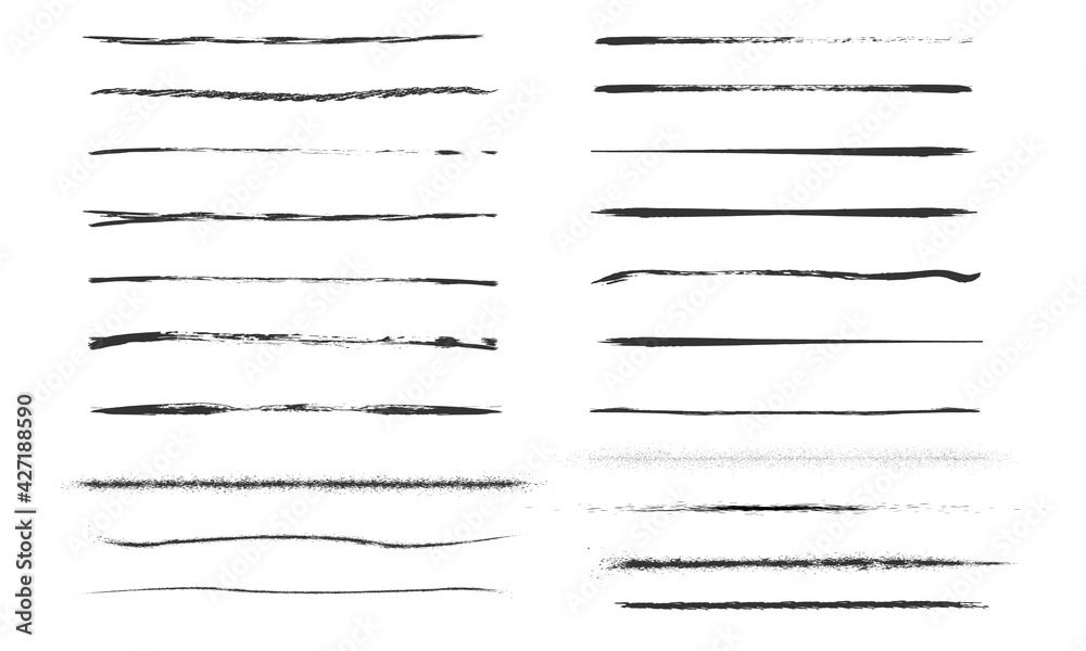 Set of artistic pen brushes.Doodles, ink brushes.Set of vector grunge brushes. Collection of strokes of markers. Set of wavy horizontal lines Set of artistic pen brushes.Doodles, ink brushes.Set of vector grunge brushes. Collection of strokes of markers. Set of wavy horizontal lines
