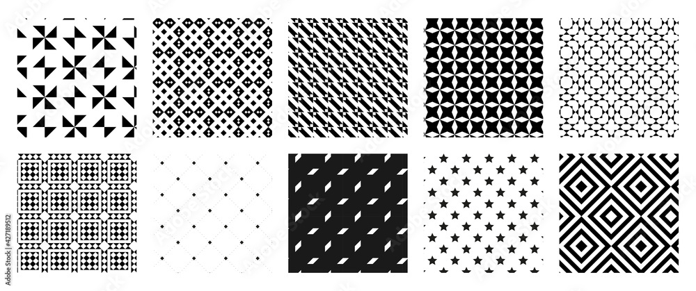 Black and white pattern set