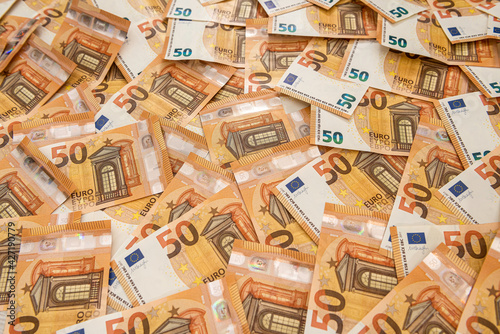 pile of 50 euro banknote, wealthy financial concept