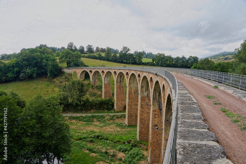 Fototapeta premium Old rail road bridge (Viaduc de juré) in the Loire Department in France