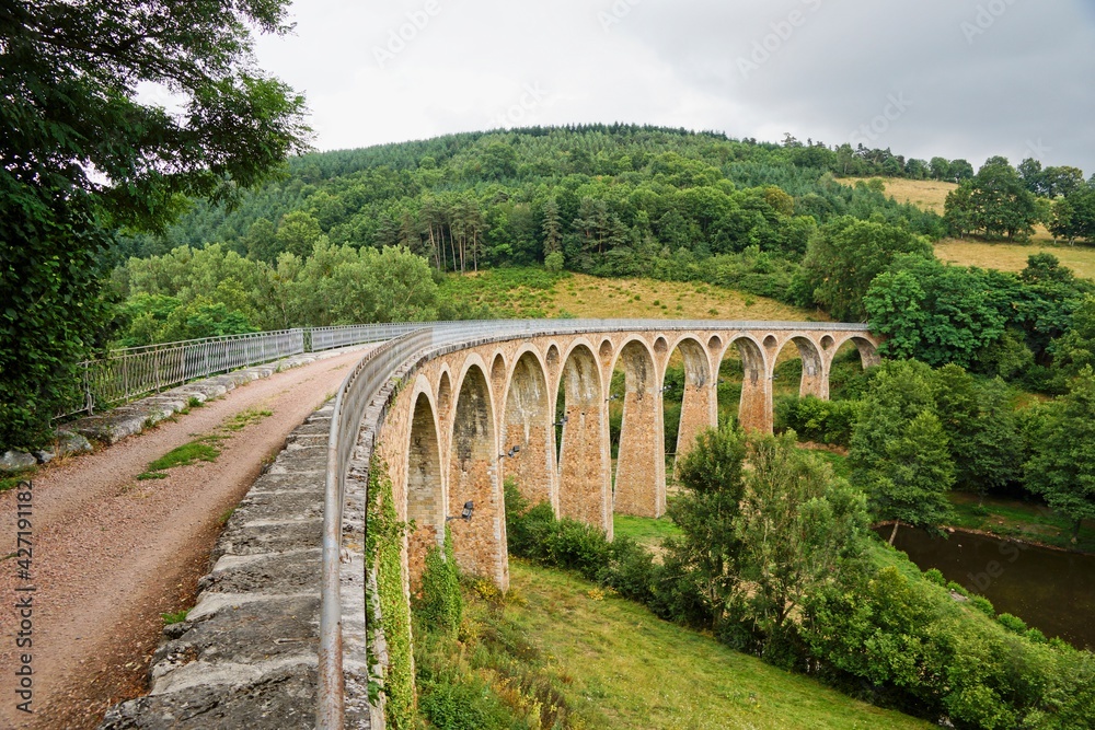 Old rail road bridge (Viaduc de juré) in the Loire Department in France