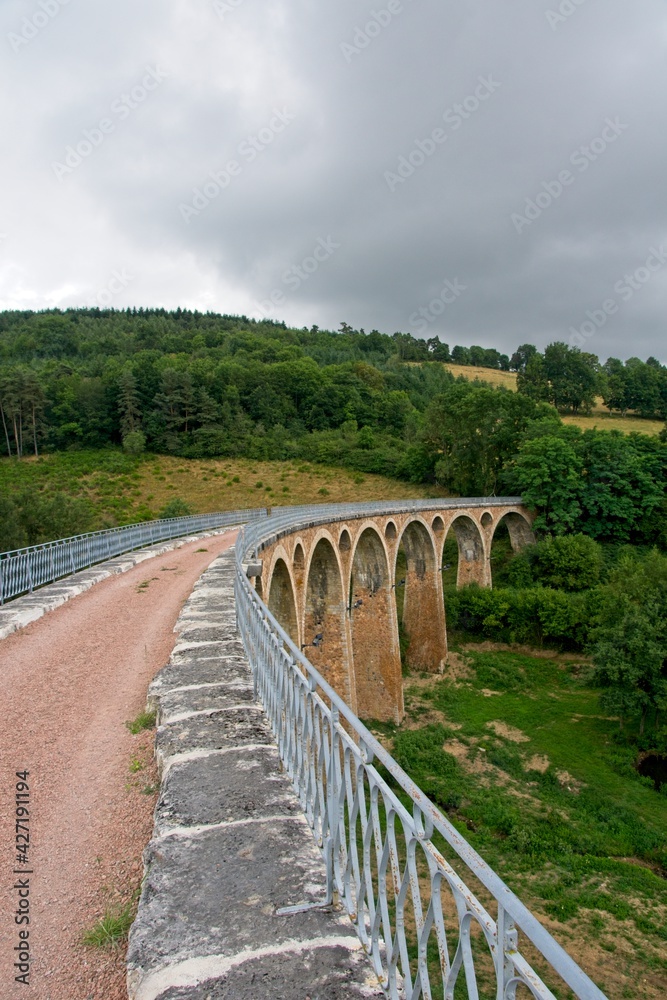 Old rail road bridge (Viaduc de juré) in the Loire Department in France