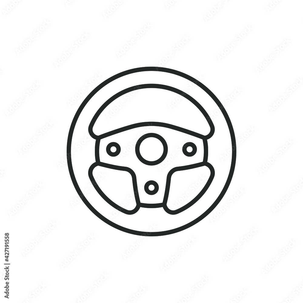 Steering wheel line icon isolated on white background. Vector illustration Steering wheel line icon isolated on white background. Vector illustration