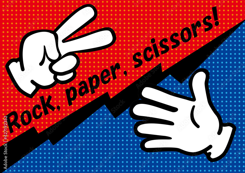 アメリカン コミック風の手のイラスト ジャンケンのポーズ チョキとパー Rock Paper Scissors Stock Vector Adobe Stock