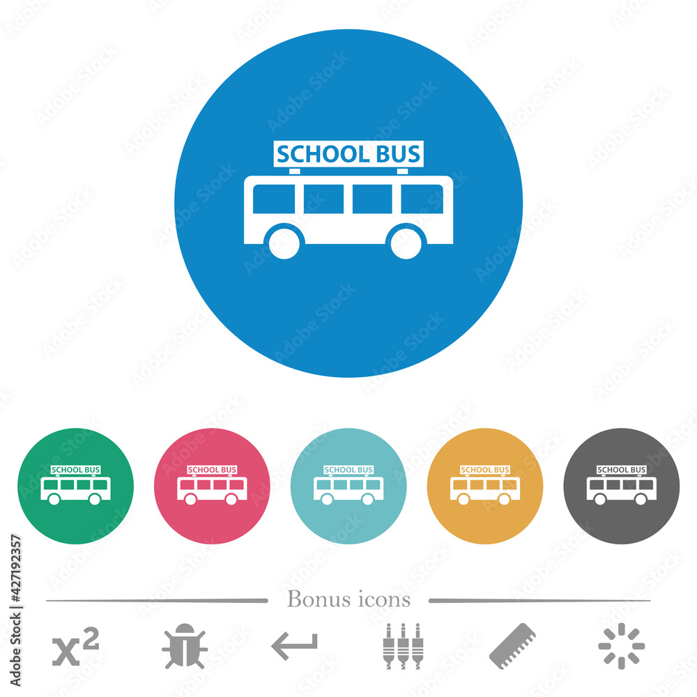 school bus side view flat round icons school bus side view flat round icons