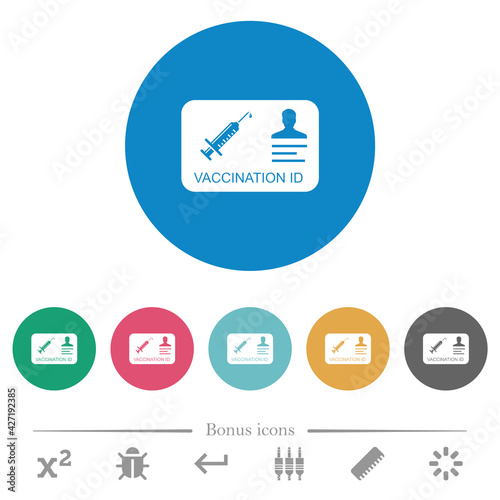 Vaccination id flat round icons