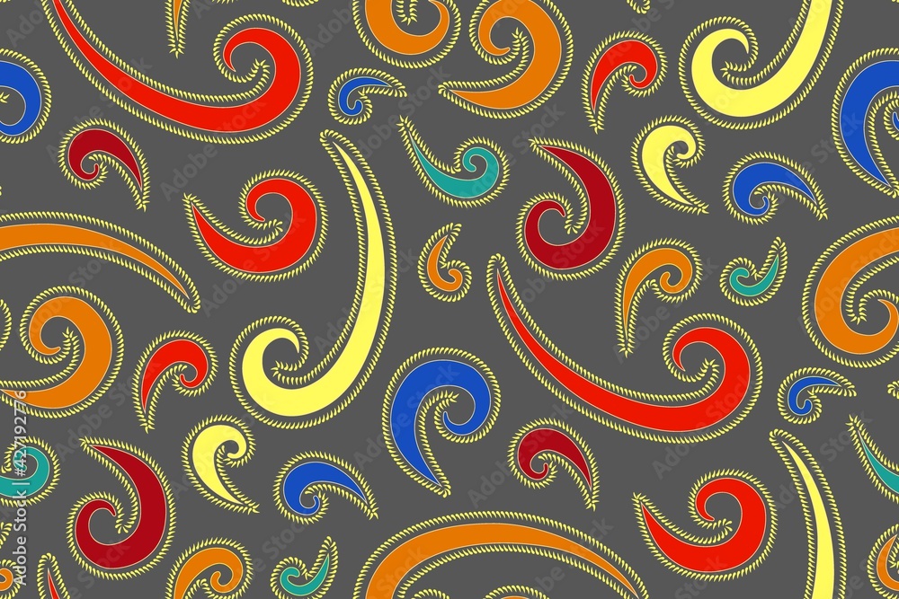 Fototapeta premium Paisley seamless pattern in ethnic style. Abstract vintage pattern with decorative elements, vector pattern in Oriental style..
