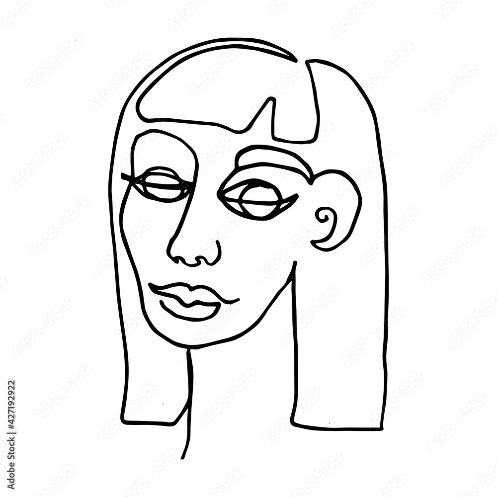 Abstraction portrait of a beautiful girl in one line. Abstraction portrait of a beautiful girl in one line.